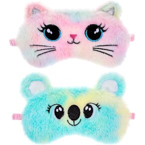 2 Pcs Sleep Mask Soft Plush Blindfold Cute Rabbit Panda Koala EyeCover Soft Eye Blindfold Cover Animal Shade Night Eye Masks for Women Girls Home Travel (Colorful) in Saudi Arabia