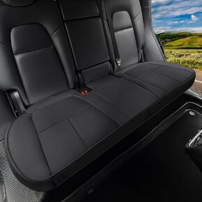 غطاء مقعد السيارة SanQing أغطية مقاعد جلدية فاخرة من جلد نابا لسيارة Tesla Model Y الأصلية أسفل مقعد السيارة الأبيض، واقي وسادة المقعد شديد التحمل بدون مسند الظهر (مقعد خلفي أبيض) in Kuwait