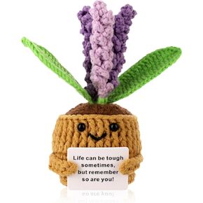 Positive Flower, Positive Support Crochet Flower Knitted Plant Positive Flower Pot Crochet Plant Wool Crochet Doll Knitted Wool Doll Cheer up Gifts for Party Decoration in Saudi Arabia