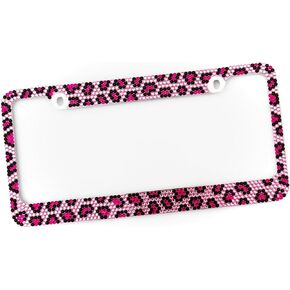 Bling Pink Leopard 12 بوصة × 6 بوصة LP-116 حامل رقم تسجيل السيارة الفكاهة المضحكة إطار السيارة العالمي للديكور ملحقات السيارات القياسية للمركبات الأمريكية in Kuwait