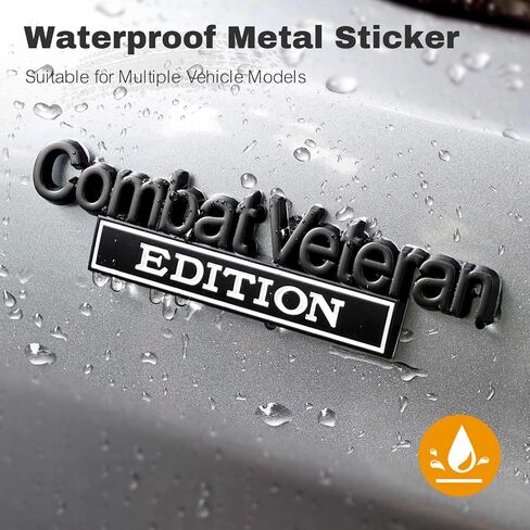 Car Emblem for Combats Veteran Edition with 2 Adhesives, 3D Badge Decal for Trucks, Metal Stickers Replacement Compatible with Universal Vehicle, Veteran Gifts for Men (Black & Red) in Saudi Arabia