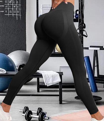 High Waist Compression Leggings for Women Tummy Control Yoga Sweatpants Booty Scrunch Athletic Pants in Saudi Arabia