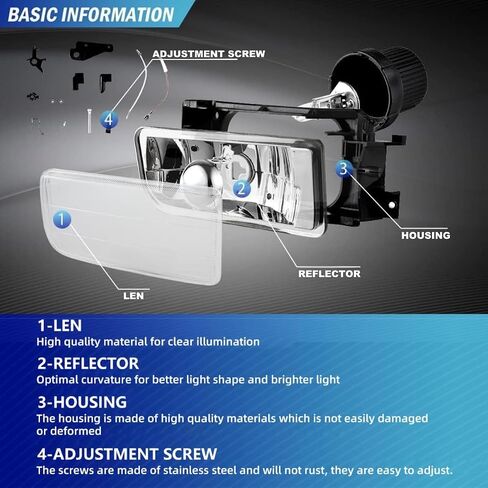 مصابيح الضباب LED لـ 1992 1993 1994 1995 1996 1997 1998 1999 BMW (M3 E36) 318i 318is 318ti 320i 323i 323is 325i 325is 328i 328is 3 سلسلة التصميم الأصلي، زوج واحد (LED) قسط التجميع) in Kuwait