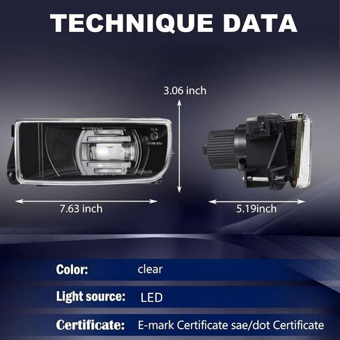 مصابيح الضباب LED لـ 1992 1993 1994 1995 1996 1997 1998 1999 BMW (M3 E36) 318i 318is 318ti 320i 323i 323is 325i 325is 328i 328is 3 سلسلة التصميم الأصلي، زوج واحد (LED) قسط التجميع) in Kuwait