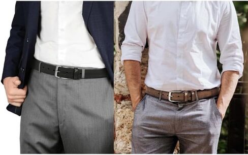 Men Belt 2Pack – Genuine Leather Belt for Men Dress Casual Golf Jeans 1.25", in Saudi Arabia
