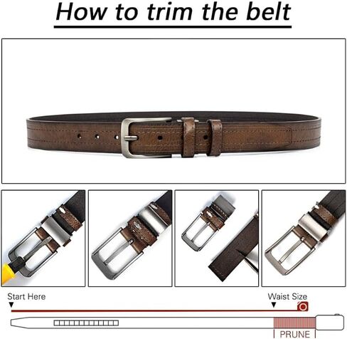 Men Belt 2Pack – Genuine Leather Belt for Men Dress Casual Golf Jeans 1.25", in Saudi Arabia