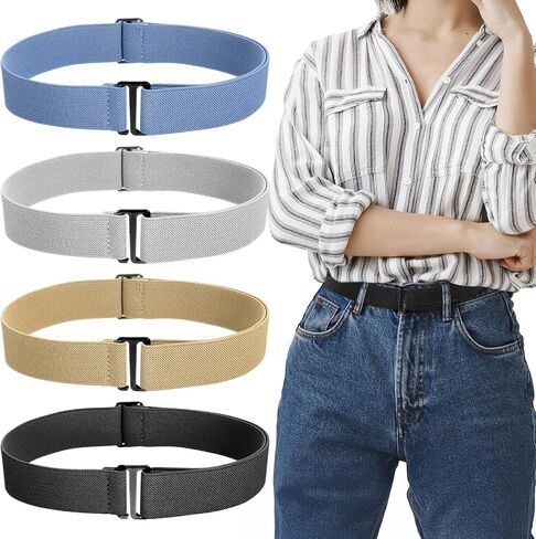 4 قطع من أحزمة الخصر غير المرئية المرنة والمريحة والقابلة للتعديل مع مشبك مسطح للنساء والرجال الجينز والسراويل والفساتين in Kuwait