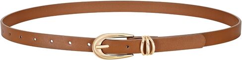 JASGOOD Women Leather Belt for Jeans Pants Fashion Skinny Waist Belt Ladies Thin Dress Belt with Gold Buckle in Saudi Arabia