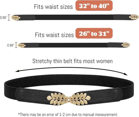 Women Skinny Elastic Belt Ladies Fashion Leaf Alloy Buckle Stretchy Thin Waist Belt for Dresses in Saudi Arabia