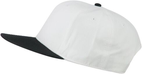 Two Tone Superior Cotton Twill Flat Bill Snapback Cap - Black White OSFM in Saudi Arabia