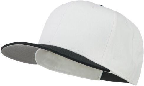 Two Tone Superior Cotton Twill Flat Bill Snapback Cap - Black White OSFM in Saudi Arabia