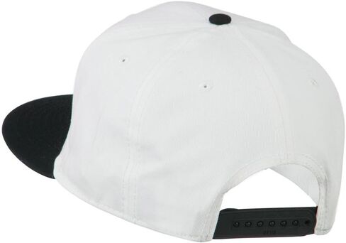 Two Tone Superior Cotton Twill Flat Bill Snapback Cap - Black White OSFM in Saudi Arabia