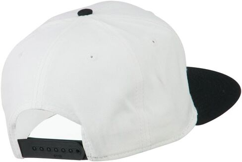 Two Tone Superior Cotton Twill Flat Bill Snapback Cap - Black White OSFM in Saudi Arabia