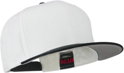 Two Tone Superior Cotton Twill Flat Bill Snapback Cap - Black White OSFM in Saudi Arabia