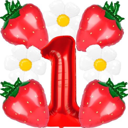8pcs Berry First Birthday Decor Berry 1st Birthday Decorations for Girl with 40" Pink One Balloon for First Birthday Decorations Berry Sweet Foil Helium Balloons 1st Girl Party Supplies in Kuwait