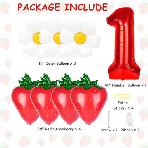 8pcs Berry First Birthday Decor Berry 1st Birthday Decorations for Girl with 40" Pink One Balloon for First Birthday Decorations Berry Sweet Foil Helium Balloons 1st Girl Party Supplies in Kuwait