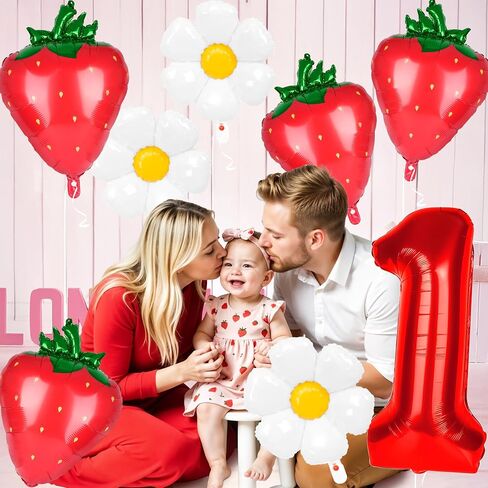 8pcs Berry First Birthday Decor Berry 1st Birthday Decorations for Girl with 40" Pink One Balloon for First Birthday Decorations Berry Sweet Foil Helium Balloons 1st Girl Party Supplies in Kuwait