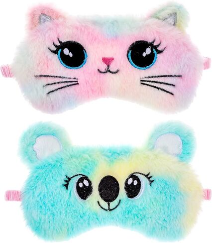 2 Pcs Sleep Mask Soft Plush Blindfold Cute Rabbit Panda Koala EyeCover Soft Eye Blindfold Cover Animal Shade Night Eye Masks for Women Girls Home Travel (Colorful) in Saudi Arabia