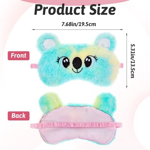 2 Pcs Sleep Mask Soft Plush Blindfold Cute Rabbit Panda Koala EyeCover Soft Eye Blindfold Cover Animal Shade Night Eye Masks for Women Girls Home Travel (Colorful) in Saudi Arabia