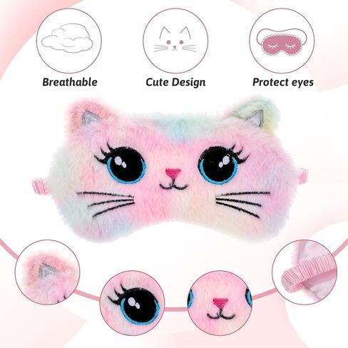 2 Pcs Sleep Mask Soft Plush Blindfold Cute Rabbit Panda Koala EyeCover Soft Eye Blindfold Cover Animal Shade Night Eye Masks for Women Girls Home Travel (Colorful) in Saudi Arabia