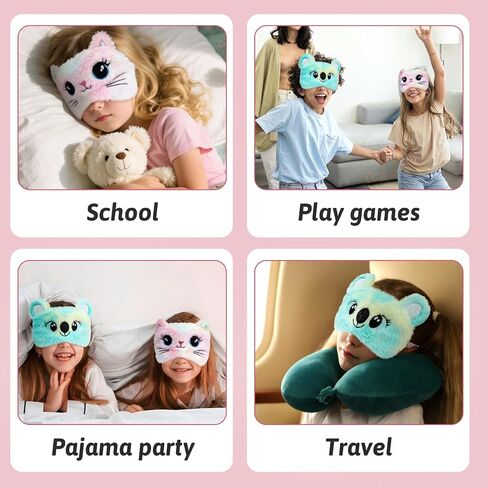 2 Pcs Sleep Mask Soft Plush Blindfold Cute Rabbit Panda Koala EyeCover Soft Eye Blindfold Cover Animal Shade Night Eye Masks for Women Girls Home Travel (Colorful) in Saudi Arabia