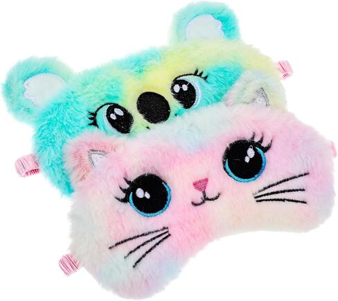 2 Pcs Sleep Mask Soft Plush Blindfold Cute Rabbit Panda Koala EyeCover Soft Eye Blindfold Cover Animal Shade Night Eye Masks for Women Girls Home Travel (Colorful) in Saudi Arabia