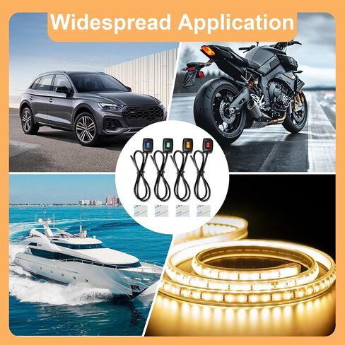 4 عبوات من مفتاح الضغط على زر الضغط من نوع اللصق العالمي مع ضوء مؤشر، DC12V 10A/24V 5A مفتاح تشغيل/إيقاف مع تصميم سلكي مسبقًا، تركيب مجاني للسيارات والقوارب والشاحنات وتطبيقات RV in Kuwait