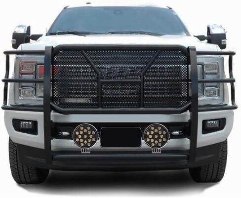 Black Horse RUGGED Heavy Duty Grille Brush Bumper Guard Modular Black Come With pair of 7.0"LED Lights Compatible with 2017-2022 Ford F-250/Ford F-350/Ford F-450/Ford F-550 Super Duty-RU-FOF217-B-PLB in Kuwait