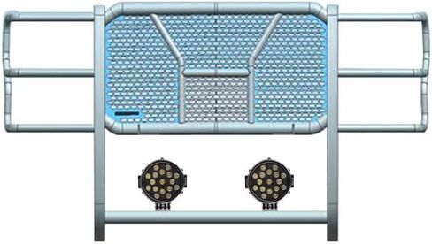 Black Horse RUGGED Heavy Duty Grille Brush Bumper Guard Modular Black Come With pair of 7.0"LED Lights Compatible with 2017-2022 Ford F-250/Ford F-350/Ford F-450/Ford F-550 Super Duty-RU-FOF217-B-PLB in Kuwait