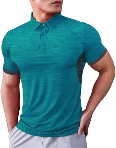 Men Short Sleeve Polo Shirts-Dry Fit Performance Golf Tennis T Shirt Moisture Wicking Shirts in Saudi Arabia