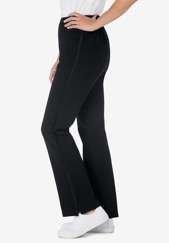 Woman Within Plus Size Tall Stretch-Cotton Knit Pull-On Bootcut Side-Stripe Leggings in Saudi Arabia
