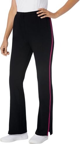 Woman Within Plus Size Tall Stretch-Cotton Knit Pull-On Bootcut Side-Stripe Leggings in Saudi Arabia