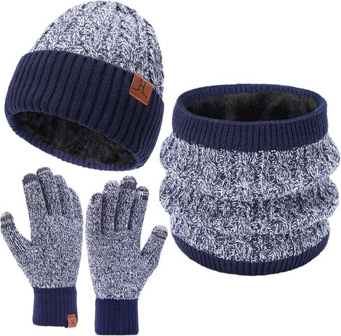 Mens Womens Winter Beanie Hats Touchscreen Gloves Neck Scarf Warmer Set Knit Skull Cap with Fleece Lined Gifts for Men Women in Saudi Arabia