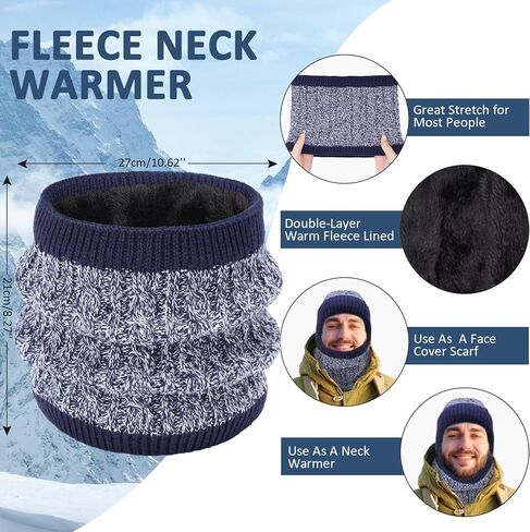 Mens Womens Winter Beanie Hats Touchscreen Gloves Neck Scarf Warmer Set Knit Skull Cap with Fleece Lined Gifts for Men Women in Saudi Arabia