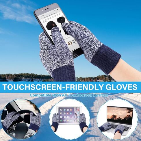 Mens Womens Winter Beanie Hats Touchscreen Gloves Neck Scarf Warmer Set Knit Skull Cap with Fleece Lined Gifts for Men Women in Saudi Arabia