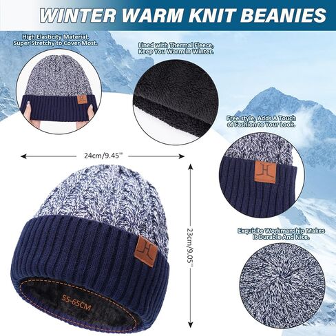 Mens Womens Winter Beanie Hats Touchscreen Gloves Neck Scarf Warmer Set Knit Skull Cap with Fleece Lined Gifts for Men Women in Saudi Arabia