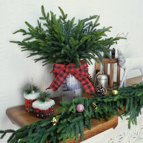12 Pcs Pine Branches - Real Touch Artificial Pine Stems - Christmas Greenery Picks for DIY Wreaths Garlands Vase Arrangements, Indoor Outdoor Christmas Decor in Saudi Arabia