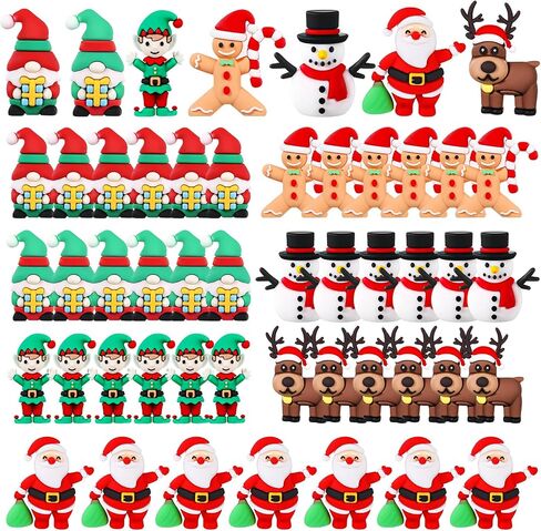 25 Pcs Mini Christmas Figurines Rubber Miniature Snowman Santa Gnome Reindeer Gingerbread Collectible Elf Figurines Ornaments for Home Table Decoration Xmas Holiday Party Supplies Gift in Saudi Arabia