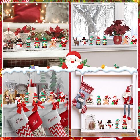 25 Pcs Mini Christmas Figurines Rubber Miniature Snowman Santa Gnome Reindeer Gingerbread Collectible Elf Figurines Ornaments for Home Table Decoration Xmas Holiday Party Supplies Gift in Saudi Arabia