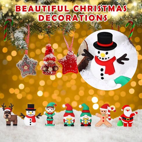 25 Pcs Mini Christmas Figurines Rubber Miniature Snowman Santa Gnome Reindeer Gingerbread Collectible Elf Figurines Ornaments for Home Table Decoration Xmas Holiday Party Supplies Gift in Saudi Arabia