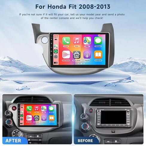 [8 CORE 6G+128G] Car Stereo for Honda Fit 2008-2013 with Wireless Carplay/Android Auto, 10.1 Inch Android 13 IPS Touch Screen Car Radio, Bluetooth, GPS Navi, WiFi, SWC, DSP + Backup Camera in Kuwait