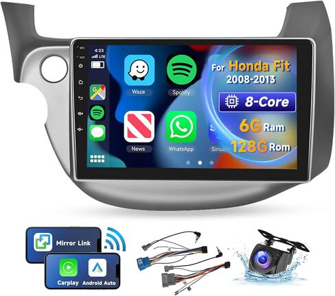[8 CORE 6G+128G] ستيريو سيارة لسيارة Honda Fit 2008-2013 مع Carplay لاسلكي/Android Auto، 10.1 بوصة Android 13 IPS شاشة لمس راديو السيارة، بلوتوث، GPS Navi، WiFi، SWC، DSP + كاميرا احتياطية in Saudi Arabia