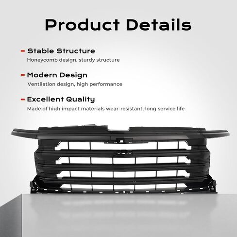 KARPAL Front Grille Compatible with 2022-2024 Chevy Silverado 1500 High Country, Gloss Black in Saudi Arabia