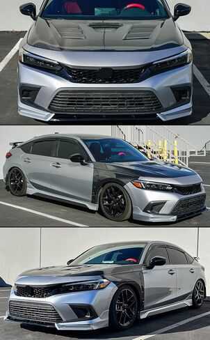 شبكة سوداء لامعة بديلة من النوع R نمط شبكة أمامية مزخرفة متوافقة مع 2022 2023 Honda Civic Si & Hatchback in Saudi Arabia