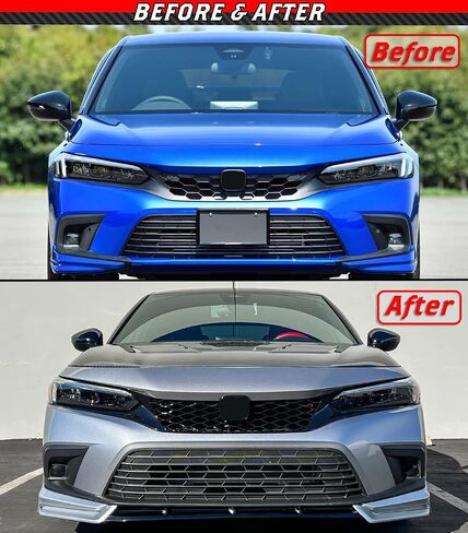 شبكة سوداء لامعة بديلة من النوع R نمط شبكة أمامية مزخرفة متوافقة مع 2022 2023 Honda Civic Si & Hatchback in Saudi Arabia