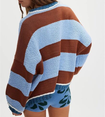 Songling Women Tops Casual Color Block Striped Long Sleeve Cute Outfits Knit Summer Fashion Clothing Pullover Sweaters in Saudi Arabia
