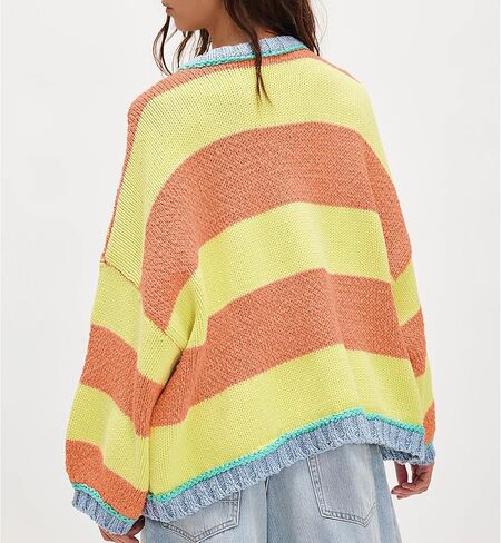 Songling Women Tops Casual Color Block Striped Long Sleeve Cute Outfits Knit Summer Fashion Clothing Pullover Sweaters in Kuwait