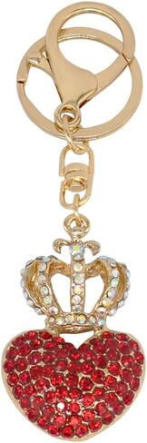 Crystal Rhinestone Love Heart Shape Keychain Bag Charms Bling Crown Key Chain Ring for Women Girls Handbag Purse in Saudi Arabia