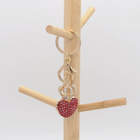 Crystal Rhinestone Love Heart Shape Keychain Bag Charms Bling Crown Key Chain Ring for Women Girls Handbag Purse in Saudi Arabia