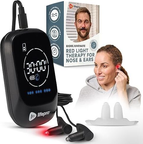 Lifepro Red Light Therapy for Nose & Ears - Rechargeable Near Infrared & Red Light Nasal Therapy for Nose - Red Light Therapy for Ears/Sinuses Pain Relief - Red Light Sinus Therapy Device in Saudi Arabia